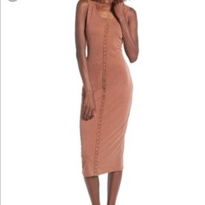 BP NORDSTROM snap midi dress in nude